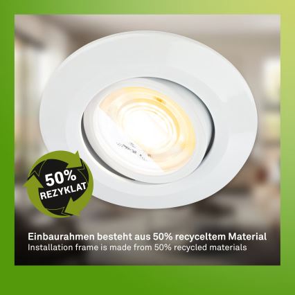 Briloner 7586036 - KLIRA LED 3 kpl:n sarja: kylpyhuoneen uppoasennettava kattovalaisin LED/4,9W/230V 2500/3000/4000K IP23, valkoinen