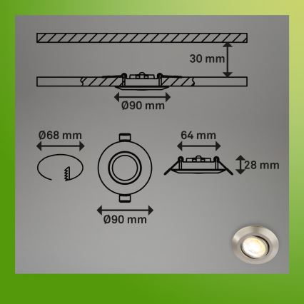 Briloner 7587032 - SETTI 3 kpl himmennettäviä KLIRA-kylpyhuoneen upotettavia LED-alasvaloja LED/4,9W/230V 2500/3000/4000K IP23 mattakromi
