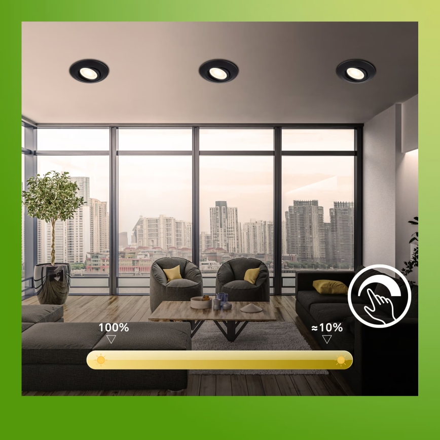 Briloner 7587035 - Setti 3x himmennettäviä KLIRA upotettavia LED-kylpyhuonevalaisimia LED/4,9W/230V 2500/3000/4000K IP23 musta