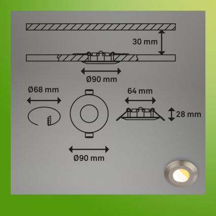 Briloner 7588032 - 3 kpl setti KLIRA LED upotettava kylpyhuoneen kattovalaisin LED/4,9W/230V 2500/3000/4000K IP44 mattakromi