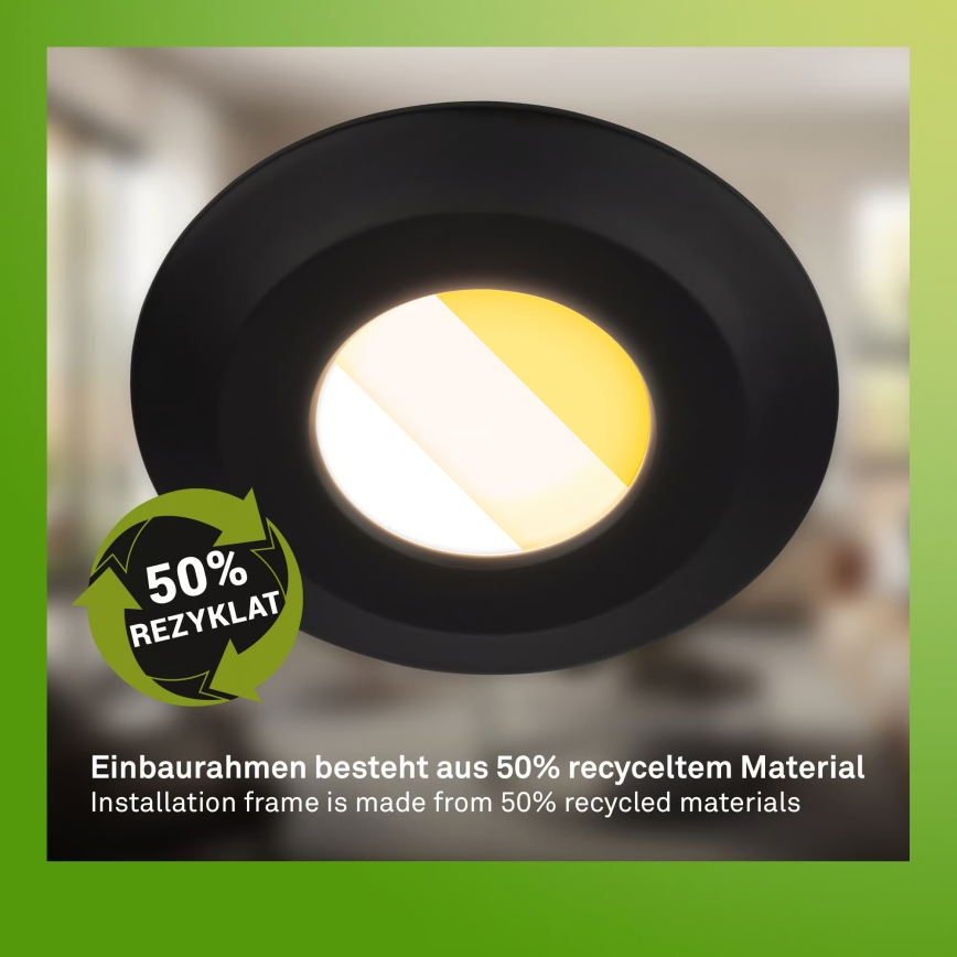 Briloner 7588035 - 3 kpl setti KLIRA LED-kylpyhuoneen upotettavia alasvaloja LED/4,9W/230V 2500/3000/4000K IP44 musta
