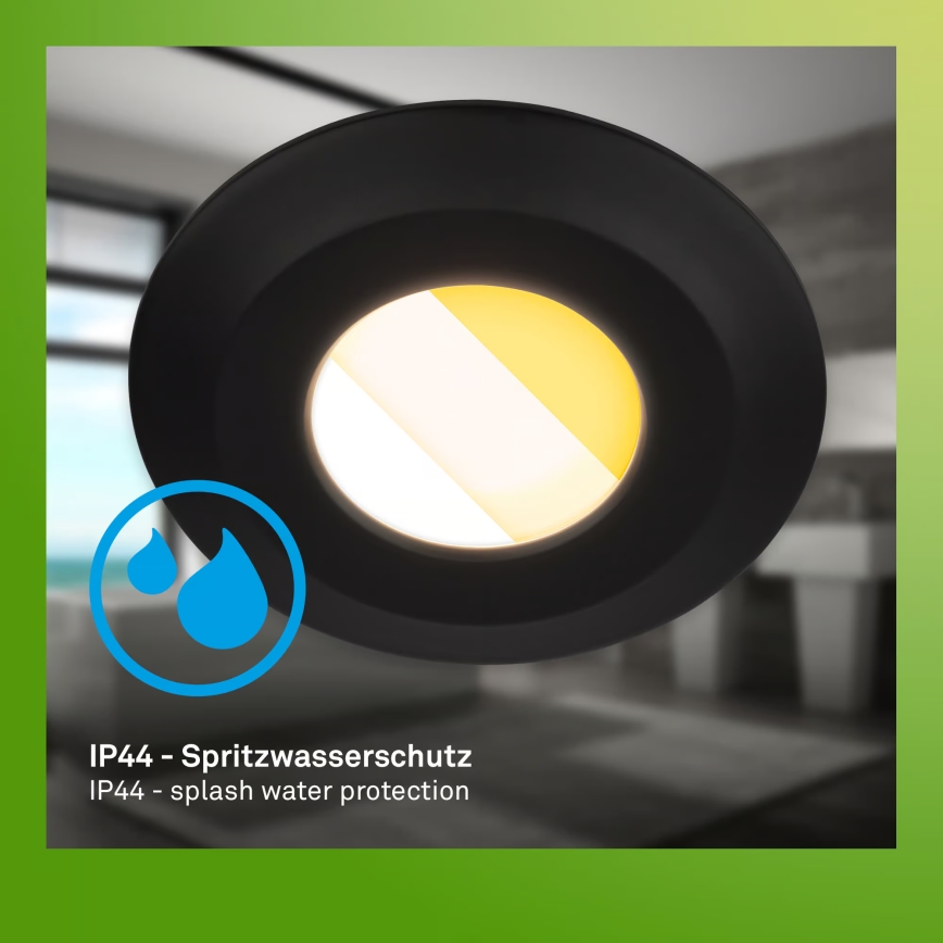 Briloner 7588035 - 3 kpl setti KLIRA LED-kylpyhuoneen upotettavia alasvaloja LED/4,9W/230V 2500/3000/4000K IP44 musta