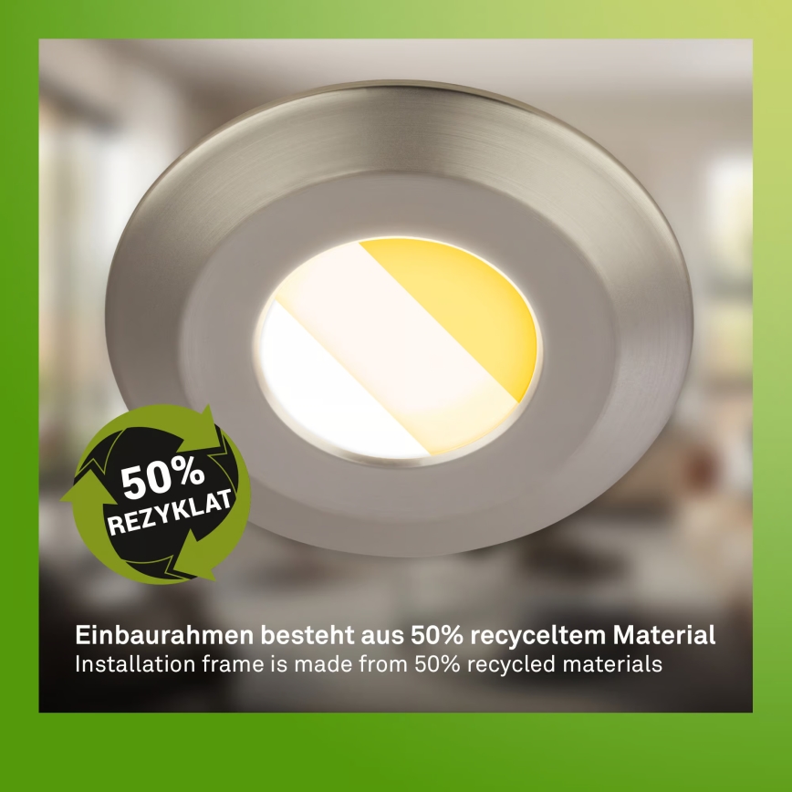 Briloner 7589032 - 3 kpl himmennettäviä LED-kylpyhuoneen uppovalaisimia KLIRA 1xLED/4,9W/230V IP44 mattakromi