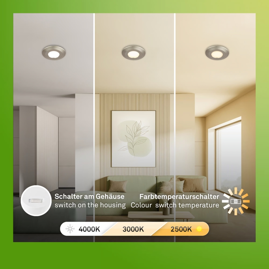 Briloner 7589032 - 3 kpl himmennettäviä KLIRA LED-alasvalaisimia LED/4,9W/230V IP44 mattakromi