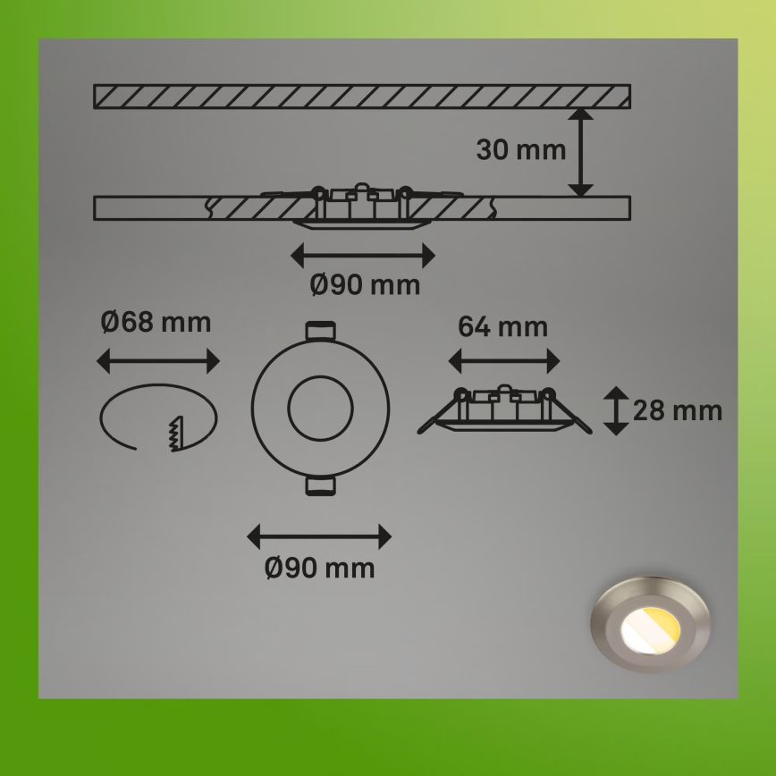Briloner 7589032 - 3 kpl himmennettäviä KLIRA LED-alasvalaisimia LED/4,9W/230V IP44 mattakromi