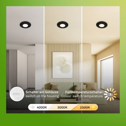 Briloner 7589035 - SETTI 3x LED-himmennettävää kylpyhuoneen uppoasennusvalaisinta KLIRA 1xLED/4,9W/230V 2500/3000/4000K IP44 musta