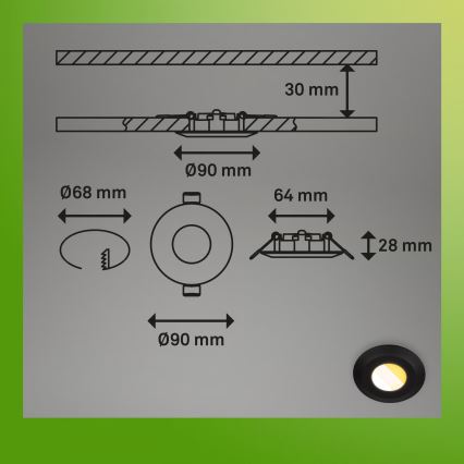 Briloner 7589035 - 3 kpl himmennettäviä LED-uppovalaisimia KLIRA LED/4,9W/230V 2500/3000/4000K IP44 musta