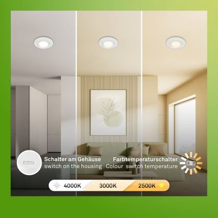 Briloner 7589036 - SETTI 3x kylpyhuoneen uppoasennettavat himennettävät LED-alasvalot KLIRA LED/4,9W/230V 2500/3000/4000K IP44 valkoinen