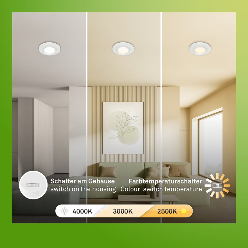 Briloner 7589036 - SETTI 3x kylpyhuoneen uppoasennettavat himennettävät LED-alasvalot KLIRA LED/4,9W/230V 2500/3000/4000K IP44 valkoinen