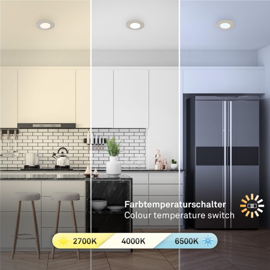 Briloner 7598032 - SETTI 3x LED Kylpyhuoneen upotettava valo LED/4,9W/230V IP44 2700/4000/6500K mattakromi