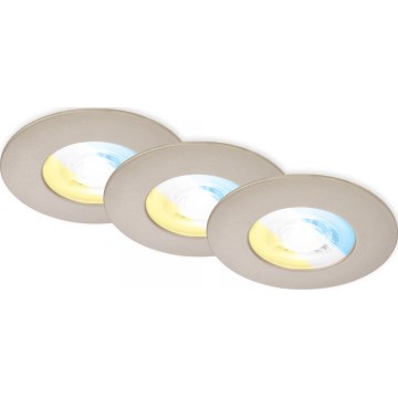 Briloner 7605032 - 3 kpl LED-kylpyhuoneen uppovalaisinsarja 3xLED/4,9W/230V 2700/4000/6500K IP44 mattakromi