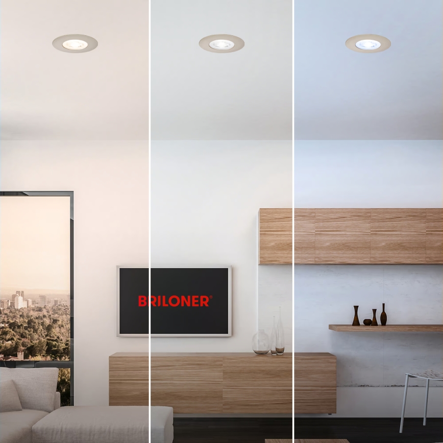 Briloner 7605032 - Setti 3 kpl LED-uppovalaisimia kylpyhuoneeseen, 4,9 W, 230 V, 2700/4000/6500 K, IP44, mattakromi