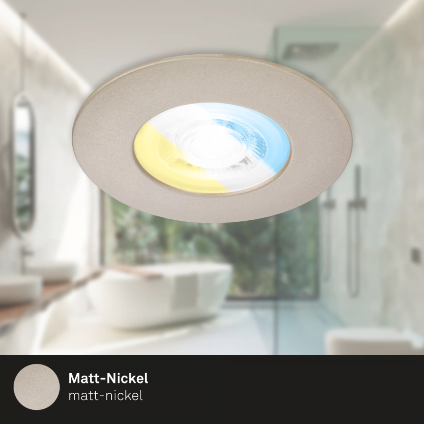 Briloner 7605032 - Setti 3 kpl LED-uppovalaisimia kylpyhuoneeseen, 4,9 W, 230 V, 2700/4000/6500 K, IP44, mattakromi