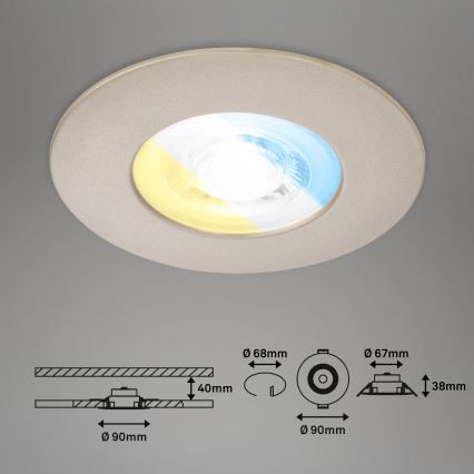 Briloner 7605032 - Setti 3 kpl LED-uppovalaisimia kylpyhuoneeseen, 4,9 W, 230 V, 2700/4000/6500 K, IP44, mattakromi