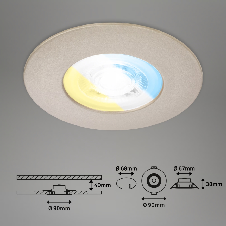 Briloner 7605032 - Setti 3 kpl LED-uppovalaisimia kylpyhuoneeseen, 4,9 W, 230 V, 2700/4000/6500 K, IP44, mattakromi