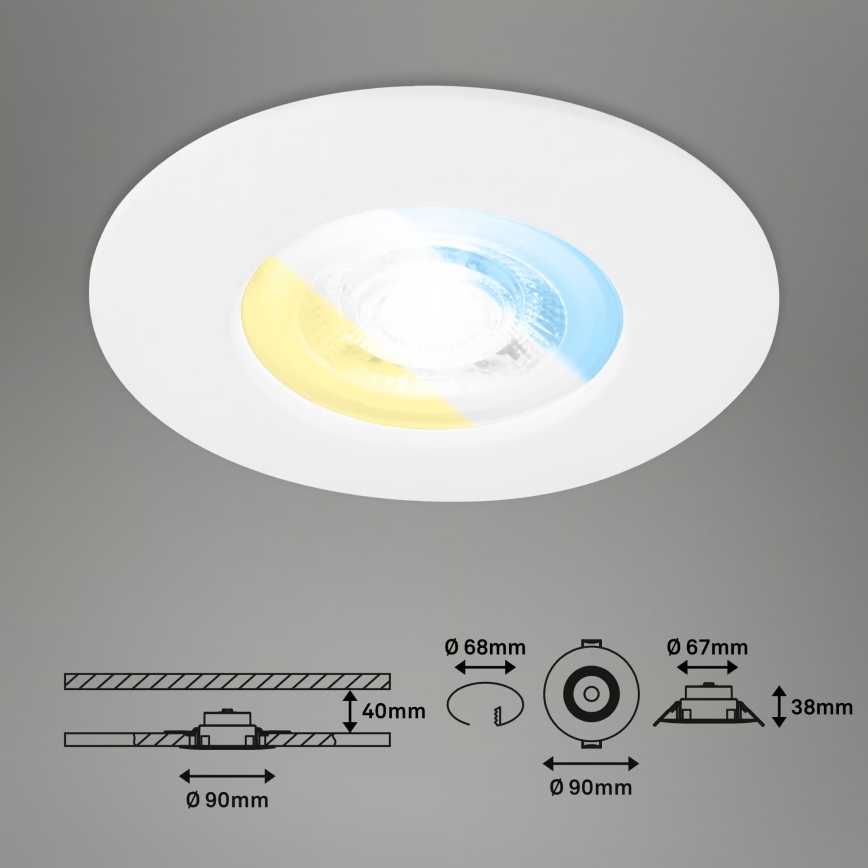 Briloner 7605036 - Setti 3×LED upotettavia kylpyhuoneen alasvaloja LED/4,9W/230V 2700/4000/6500K IP44 valkoinen