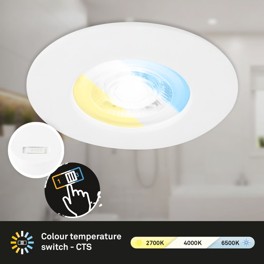 Briloner 7605036 - SETTI 3xLED kylpyhuoneen upotettavia alasvaloja 3xLED/4,9W/230V 2700/4000/6500K IP44 valkoinen