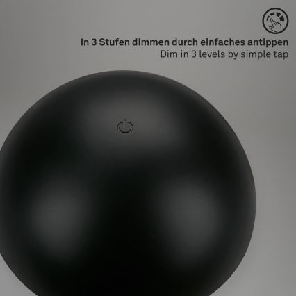 Briloner - himmennettävä, ladattava, kosketusohjattu ulkokäyttöön tarkoitettu pöytälamppu LED/2,6W/5V 3000K IP44 2000 mAh musta