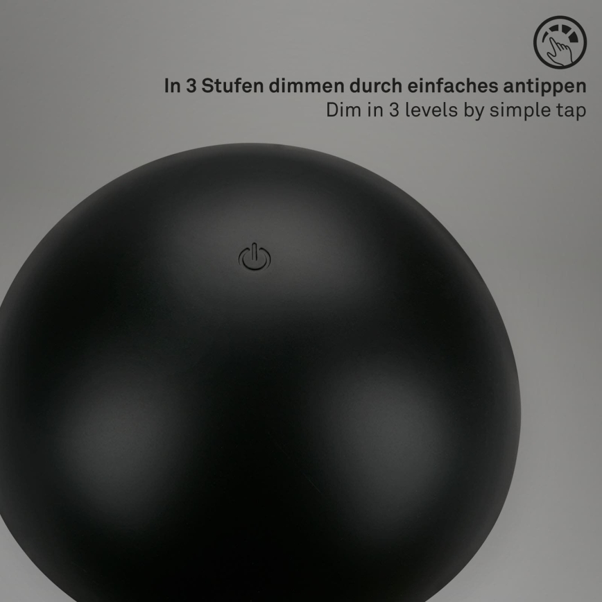 Briloner - himmennettävä, ladattava, kosketusohjattu ulkokäyttöön tarkoitettu pöytälamppu LED/2,6W/5V 3000K IP44 2000 mAh musta