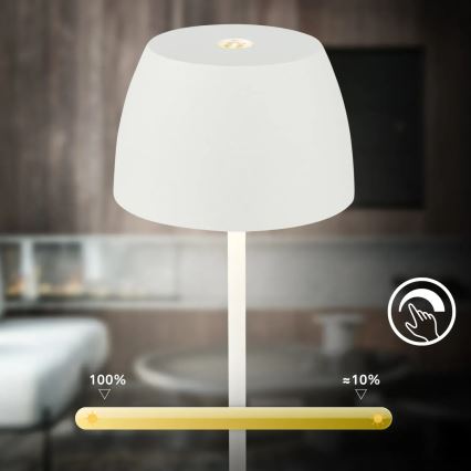 Briloner - himmennettävä ladattava kosketuskäyttöinen ulkopöytälamppu MINI LED/2,5W/5V IP44 1800 mAh valkoinen