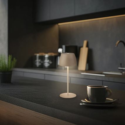 Briloner - MINI LED himmennettävä ladattava kosketusohjattu pöytälamppu ulkokäyttöön LED/2,5W/5V IP44 1800 mAh beige