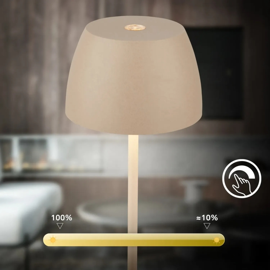 Briloner - MINI LED himmennettävä ladattava kosketusohjattu pöytälamppu ulkokäyttöön LED/2,5W/5V IP44 1800 mAh beige