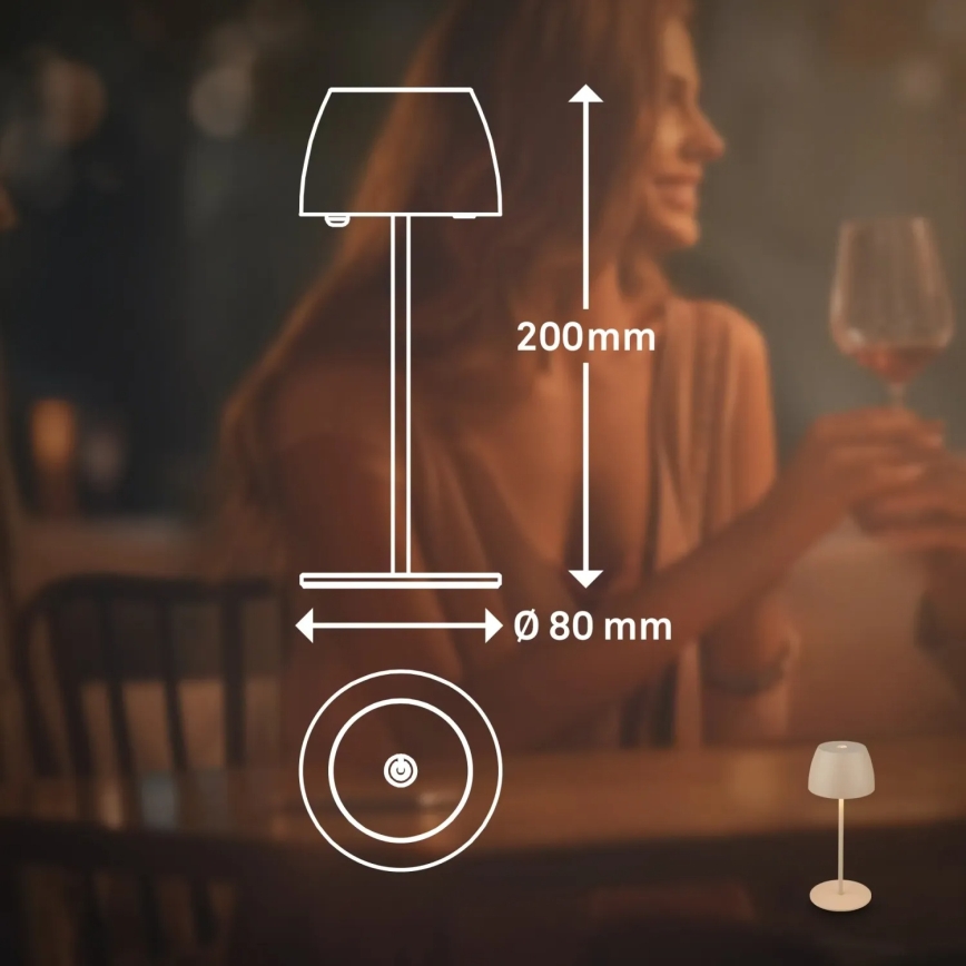 Briloner - MINI LED himmennettävä ladattava kosketusohjattu pöytälamppu ulkokäyttöön LED/2,5W/5V IP44 1800 mAh beige