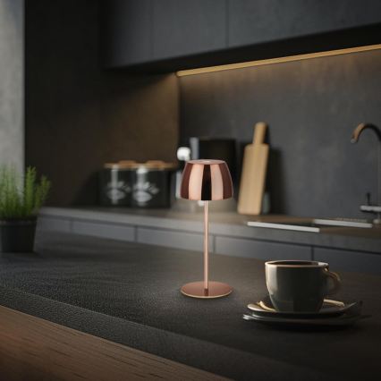Briloner - LED-himmennettävä ladattava kosketusohjattu MINI-pöytälamppu ulkokäyttöön LED/2,5W/5V IP44 1800 mAh kuparinvärinen