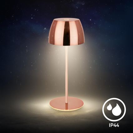 Briloner - LED-himmennettävä ladattava kosketusohjattu MINI-pöytälamppu ulkokäyttöön LED/2,5W/5V IP44 1800 mAh kuparinvärinen