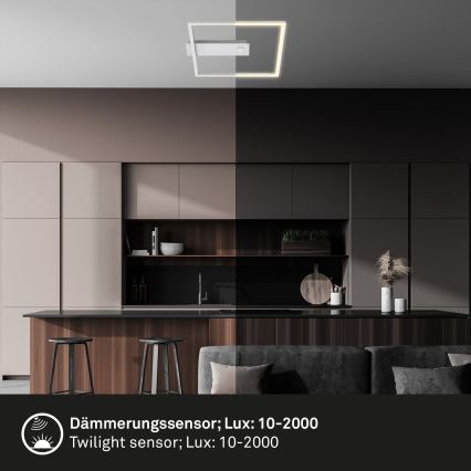 Briloner - LED-kattovalaisin liike- ja hämäräanturilla FRAME LED/14W/230V 3000K 30x32 cm mattakromi