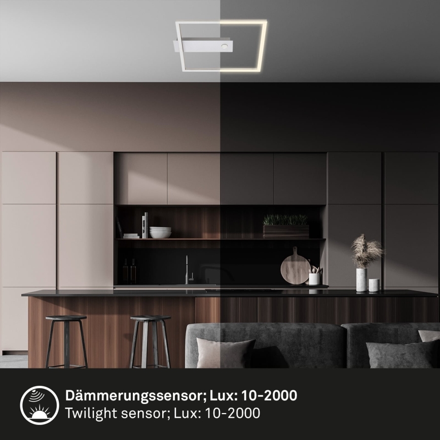 Briloner - LED-kattovalaisin liike- ja hämäräanturilla FRAME LED/14W/230V 3000K 30x32 cm mattakromi