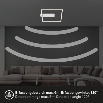 Briloner - LED-kattovalaisin liike- ja hämäräanturilla FRAME LED/14W/230V 3000K 30x32 cm mattakromi