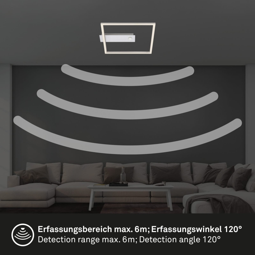 Briloner - LED-kattovalaisin liike- ja hämäräanturilla FRAME LED/14W/230V 3000K 30x32 cm mattakromi