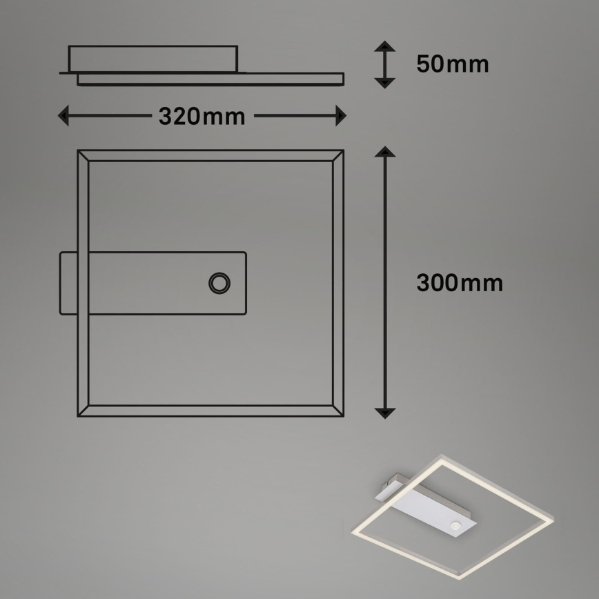 Briloner - LED-kattovalaisin liike- ja hämäräanturilla FRAME LED/14W/230V 3000K 30x32 cm mattakromi