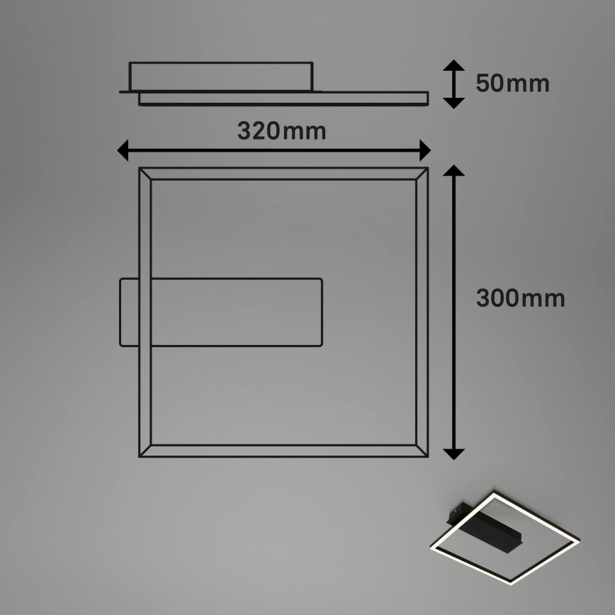 Briloner - LED-kattovalaisin FRAME LED/14W/230V 3000K 30x32 cm musta
