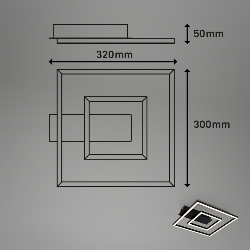 Briloner - LED-kattovalaisin FRAME LED/22W/230V 3000K 30x32 cm musta