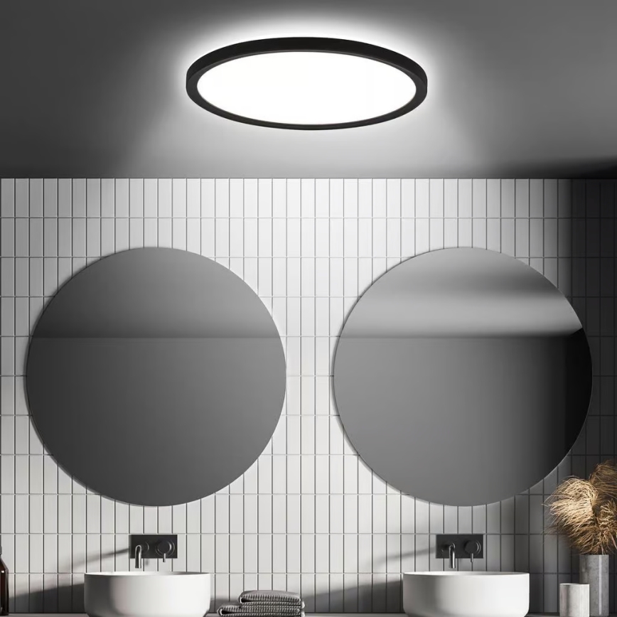 Briloner - MOVE LED-kattovalaisin kylpyhuoneeseen liiketunnistimella LED/18W/230V IP44 halkaisija 29 cm musta