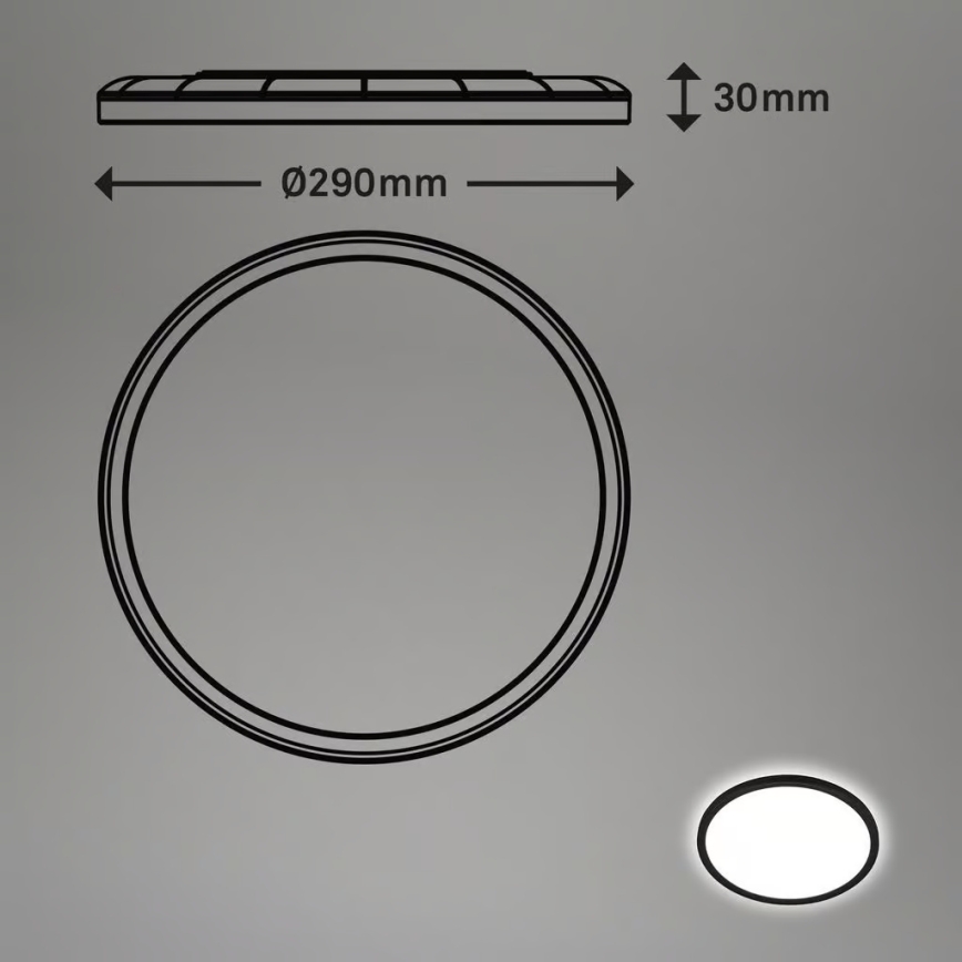 Briloner - MOVE LED-kattovalaisin kylpyhuoneeseen liiketunnistimella LED/18W/230V IP44 halkaisija 29 cm musta