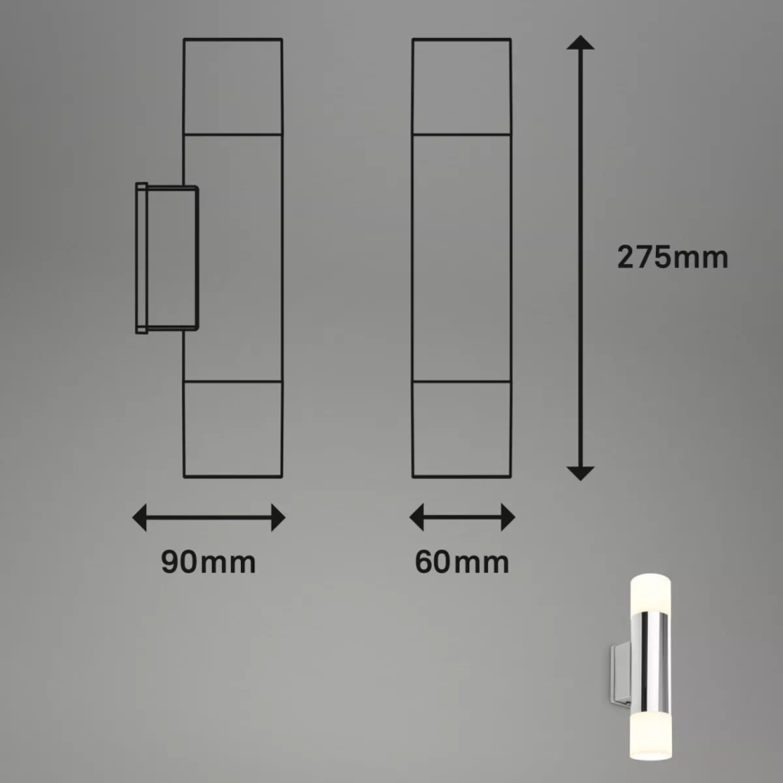 Briloner - LED-kylpyhuoneen seinävalaisin 2xGU10/4,8W/230V IP44 3000K kiiltävä kromi