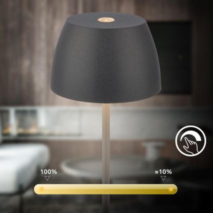 Briloner - himmennettävä ladattava kosketusohjattu ulkopöytälamppu MINI LED/2,5W/5V IP44 1800 mAh antrasiitti