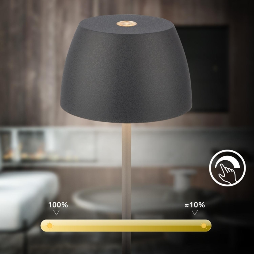 Briloner - himmennettävä ladattava kosketusohjattu ulkopöytälamppu MINI LED/2,5W/5V IP44 1800 mAh antrasiitti