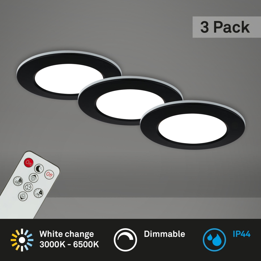 Briloner - SETTI 3x LED Himmennettävä upotettu kylpyhuonevalaisin LED/4,8W/230V 3000-6500K IP44 + kauko-ohjaus