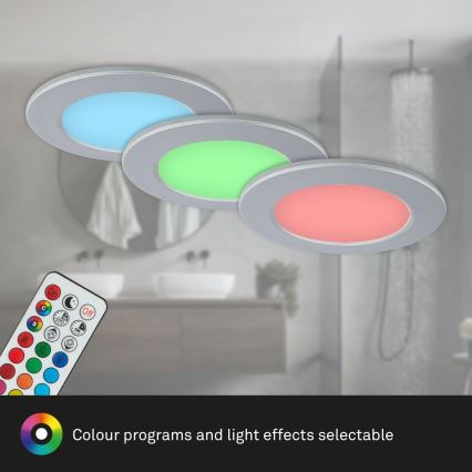 Briloner - SETTI 3x LED RGBW Himmennettävä kylpyhuoneen kattovalaisin LED/4,8W/230V 3000-6500K IP65 + kauko-ohjaus