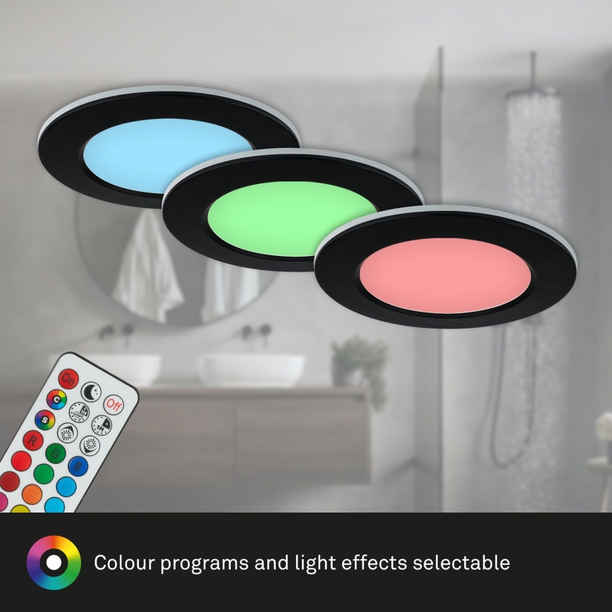Briloner - SETTI 3x LED RGBW Himmennettävä kylpyhuoneen kattovalaisin LED/4,8W/230V 3000-6500K IP65 + kauko-ohjaus