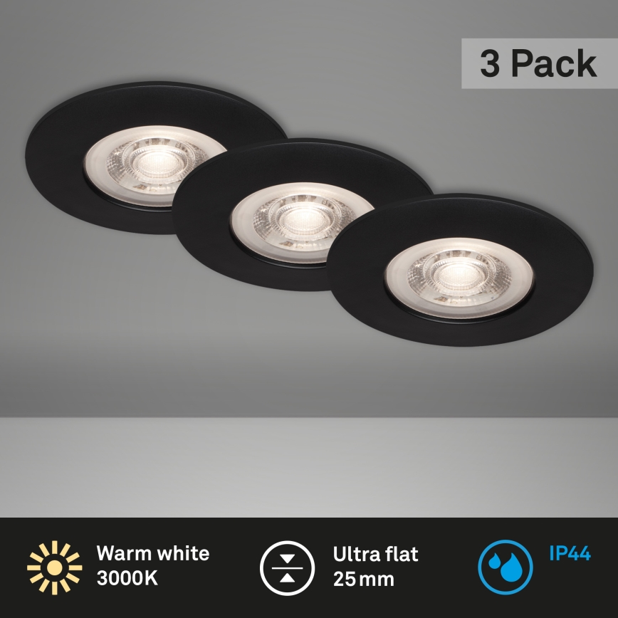 Briloner - SETTI 3x LED Kylpyhuoneen upotettava valo LED/4,9W/230V IP44 musta