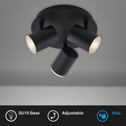 Briloner 10476229 - Kylpyhuoneen kohdevalo 3xGU10/5W/230V IP44 musta