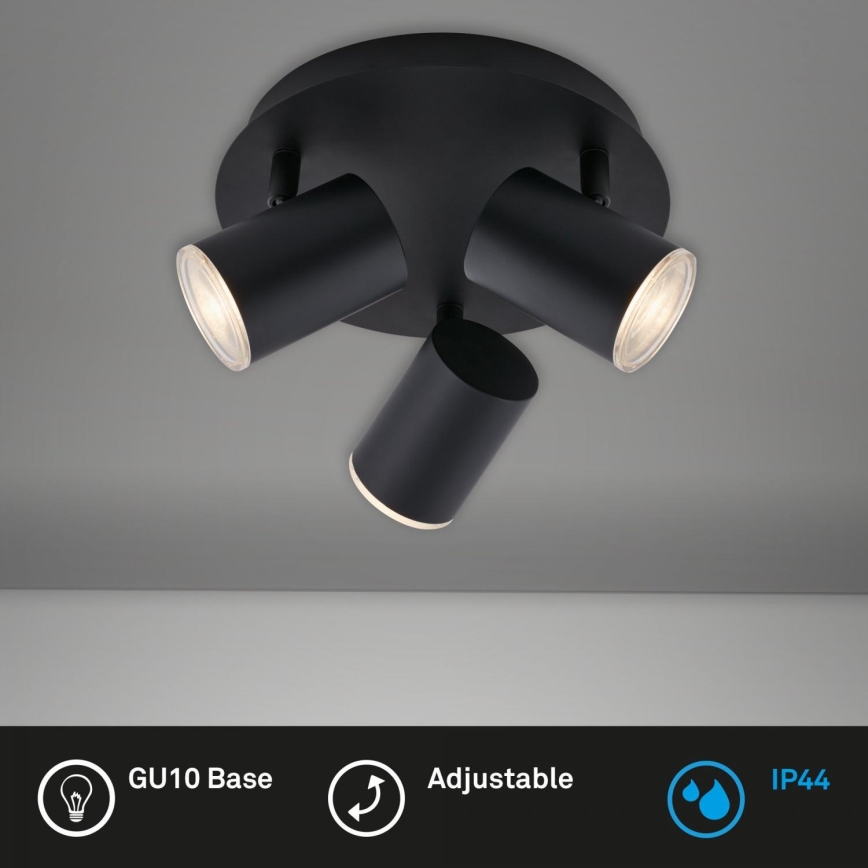 Briloner 10476229 - Kylpyhuoneen kohdevalo 3xGU10/5W/230V IP44 musta