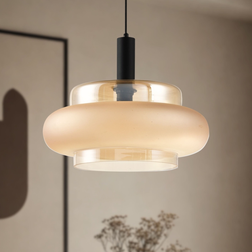BRIZI-riippuvalaisin johdolla 1xE27/40W/230V beige/savunharmaa