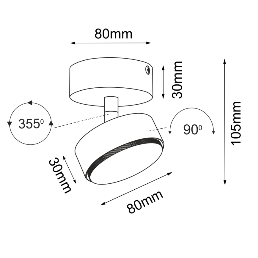 Brosline - valkoinen kohdevalaisin 1xGX53/9W/230V