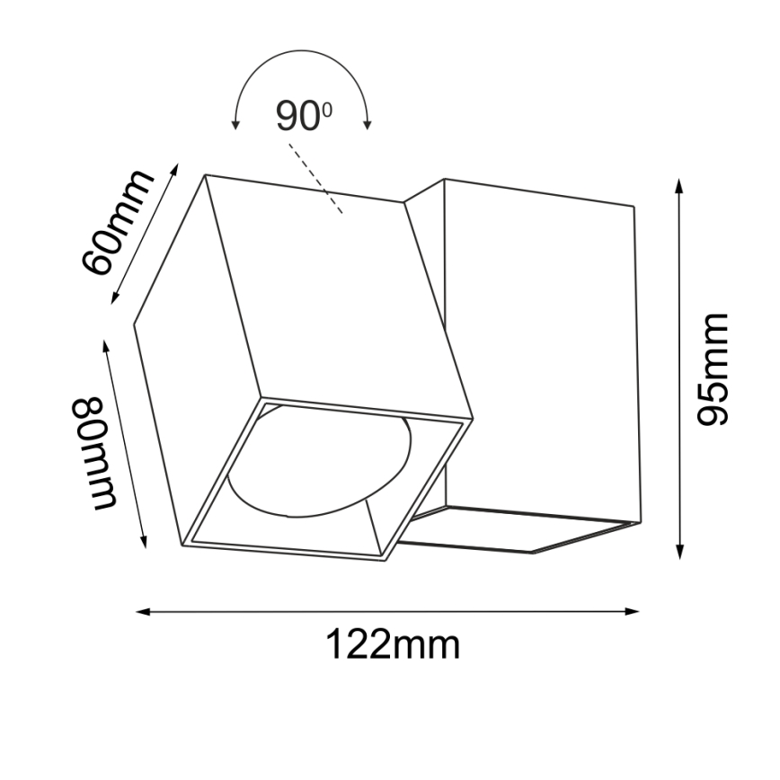 Brosline - Seinälle asennettava kohdevalaisin 1xGU10/10W/230V musta